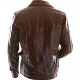 Herrenjacke aus braunem Schaffell im amerikanischen Nationalismus-Stil